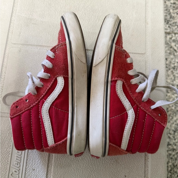 Vans Kids Red & White High-Top Skate Sneakers size 1.0 or 13 - Picture 5 of 8